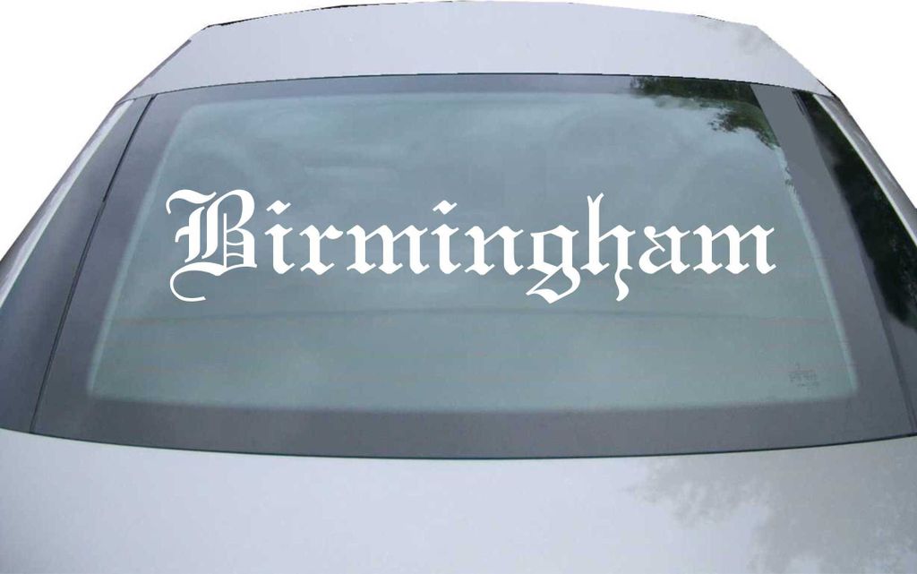 Indigos UG - Aufkleber Heckscheibe & Motorklappe DE6599 - weiß - 600x111 mm - Birmingham - Auto Scheiben Fenster Heckklappe Tuning Racing JDM - Di...