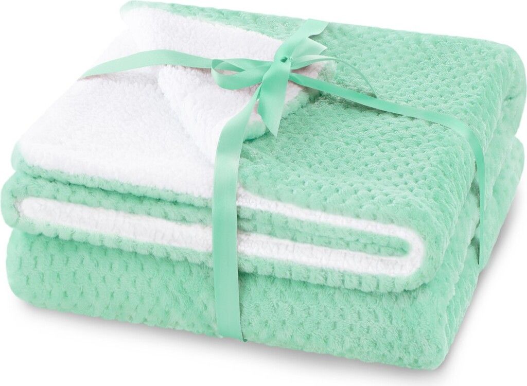 Kuscheldecke Tagesdecke 170 x 210 cm Mint Wohndecke Sofadecke Decke XXL 400 GSM Shleepy