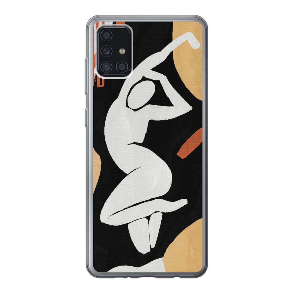 MuchoWow Handyhülle Schutzhülle Hülle für Samsung Galaxy A52 5G Frau - Silhouette - Grau Silikon Softcase Handy Hülle - Umschlag