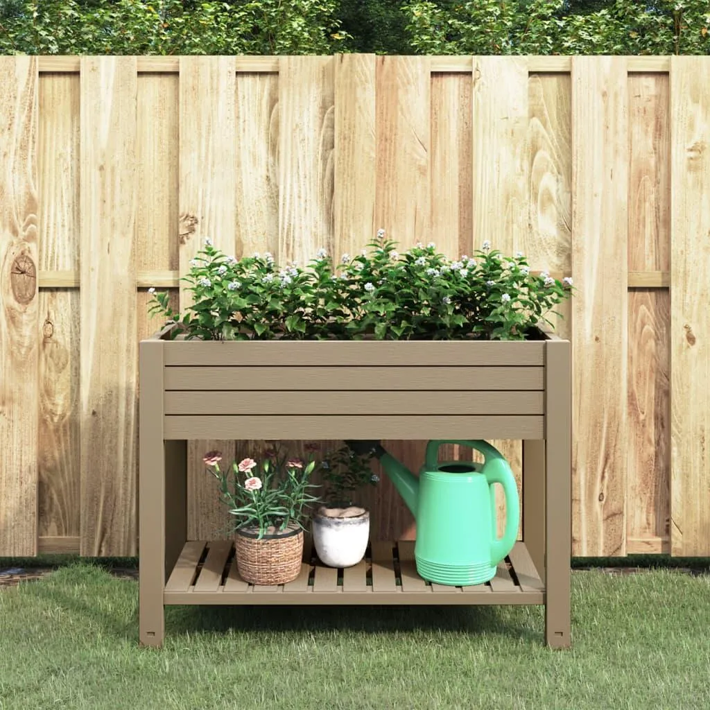 Jardinière sur pieds brun clair 110x45x79 cm pour potager de balcon