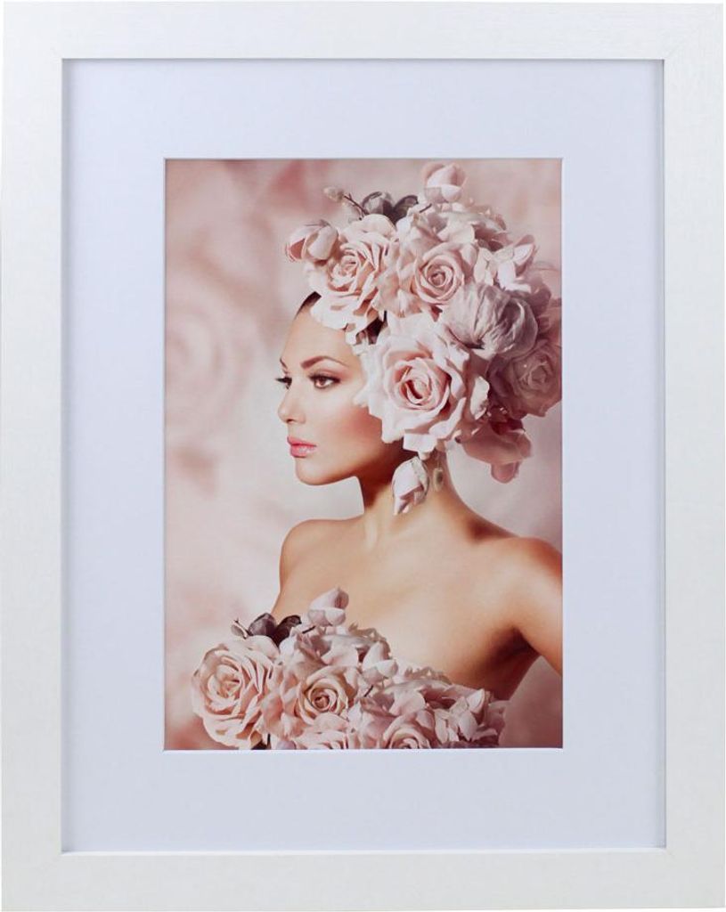 Bilderrahmen Holz Rahmen Plexi Acryl Collage Wanddeko Poster quadratisch S215 - Farbe: Weiß | Format: 29,7x42 A3