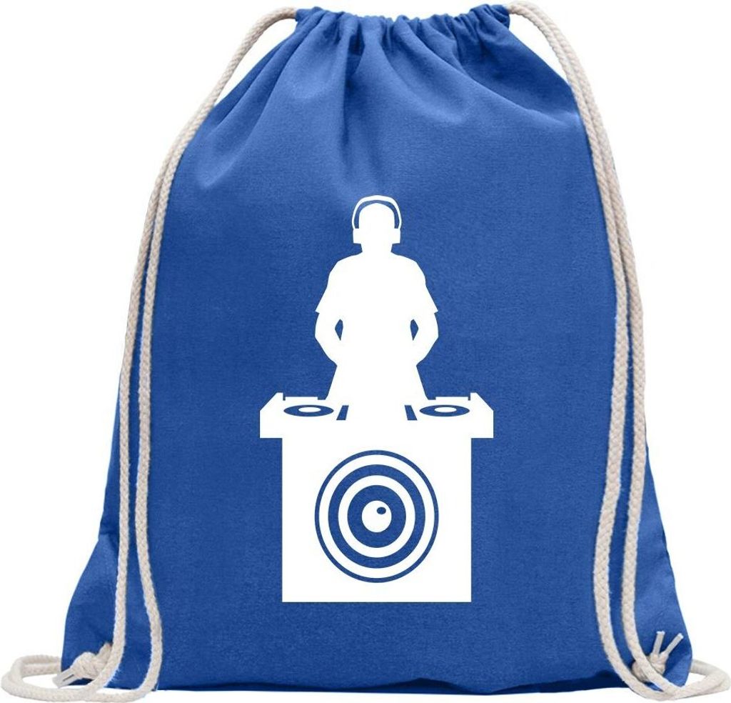 Kiwistar - Turnbeutel - royal - DJ Music Bass Disc Jockey - Fun Rucksack Sport Beutel Gymsack Baumwolle mit Ziehgurt