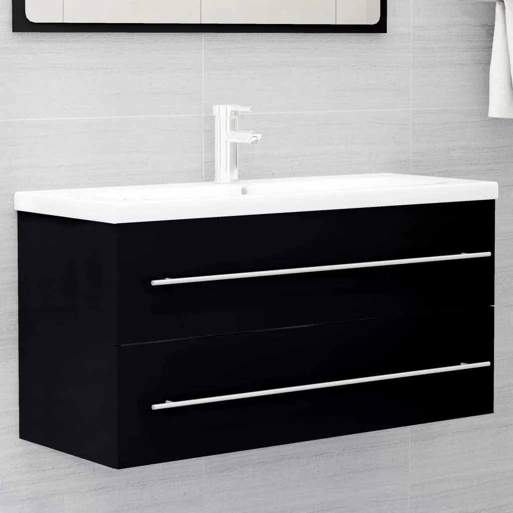 Meuble sous-lavabo noir 100x38,5x48 cm The Living Store en bois composite