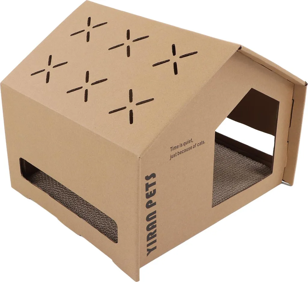 Maison pour chat portable grand espace - Carton robuste avec griffoir