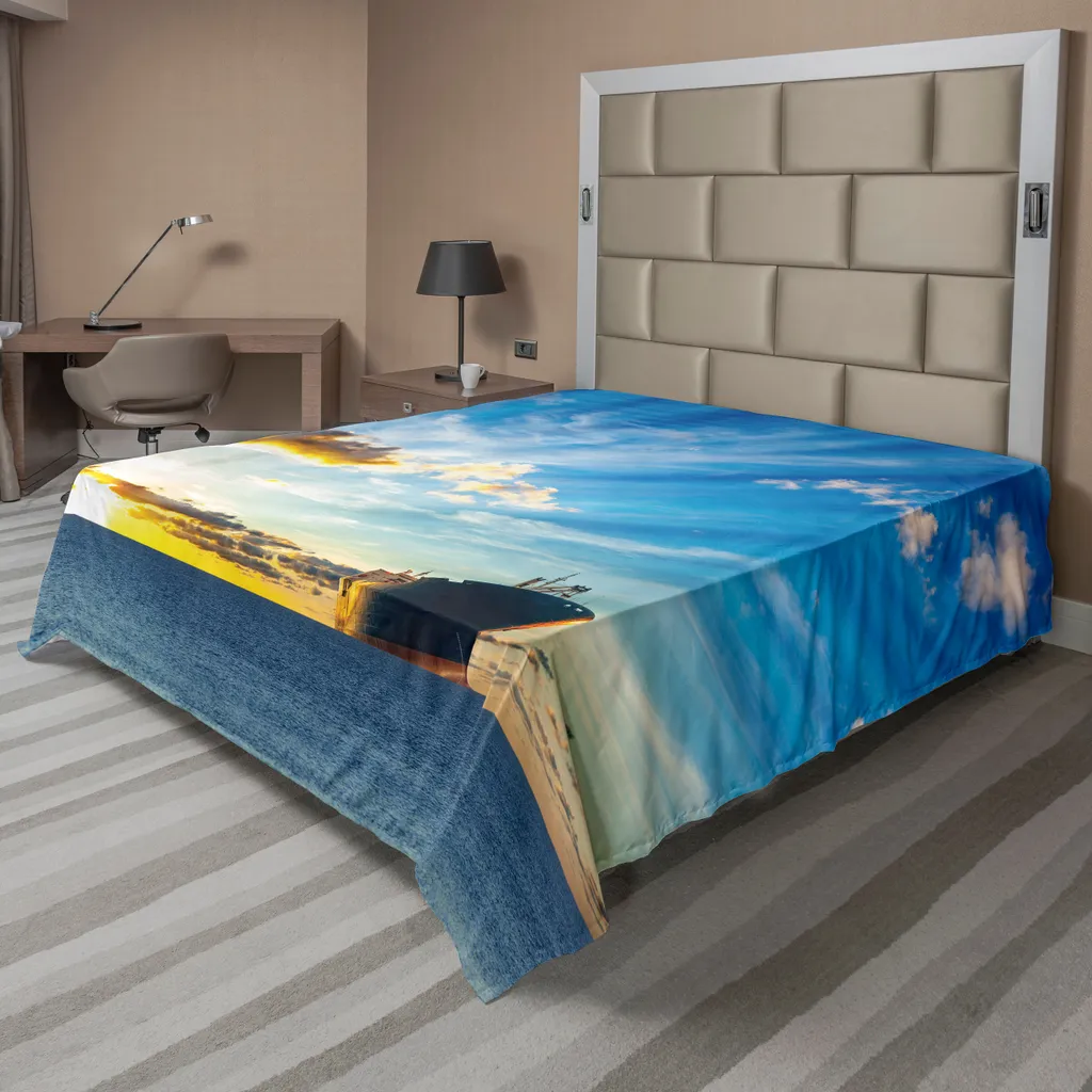 Drap de lit doux et confortable vue océan et ciel de rêve 260x228 cm