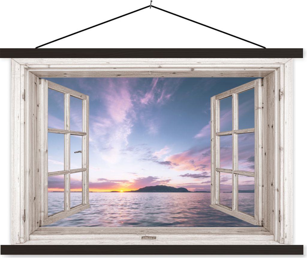 MuchoWow Textilposter Aussicht - Meer - Insel 60x40 cm mit schwarzem Rahmen - Hölzernes