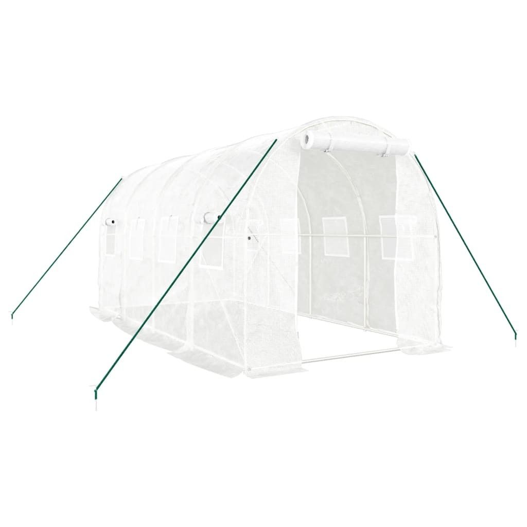 vidaXL Gewächshaus mit Stahlrahmen Weiß 8 m² 4x2x2 m