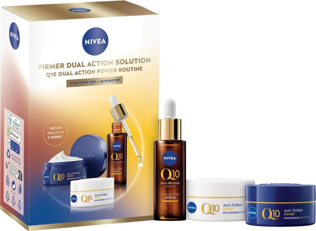 NIVEA Q10 Dual Action Power Routine 3er LSF 15 Anti-Falten Kollagen Booster