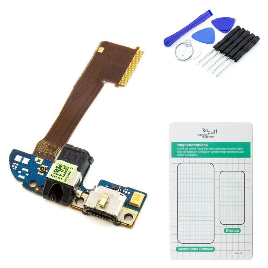 Reparaturset für HTC One M8 Ladebuchsen-Platine mit Mikrofon und Kopfhörerbuchse inkl. Anleitung und Werkzeug