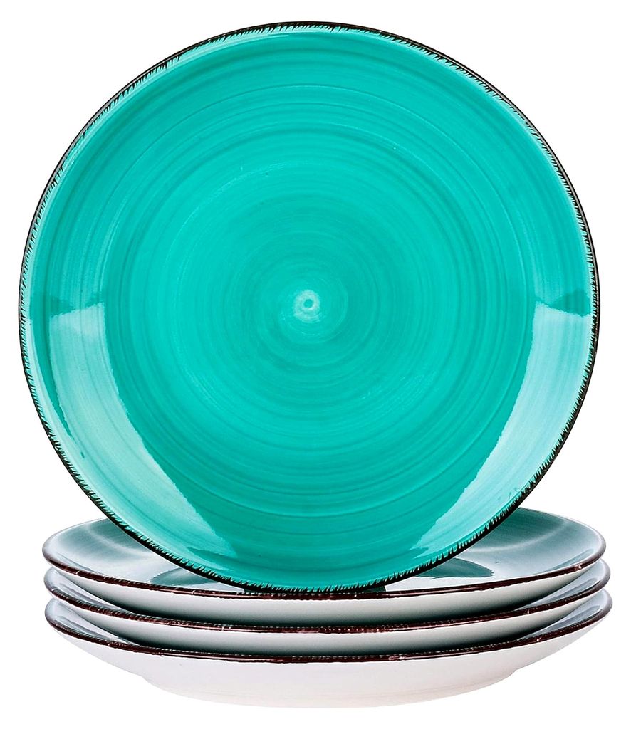 Dessertteller aus Steingut, 4-teilig, handbemalt