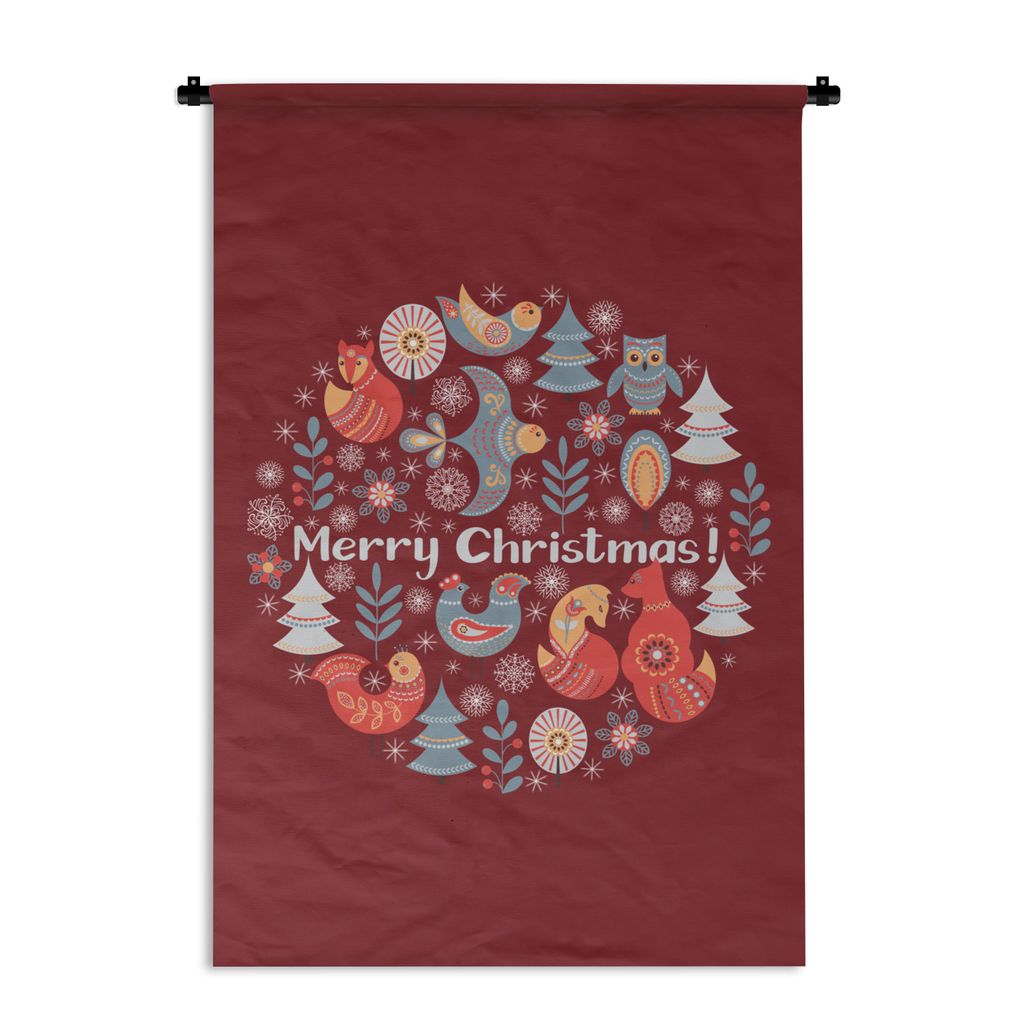 Wandteppich Wandbehang Pflanzen - Tiere - Weihnachten 90x135 cm Tapisserie Dekoration Wandtuch