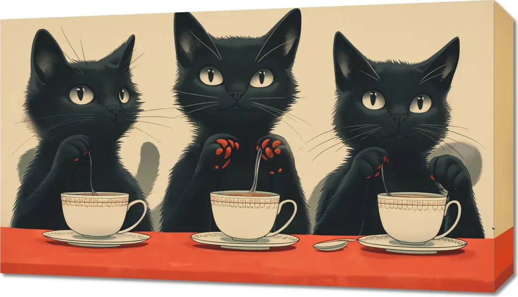 Quadro Caffetteria dei Gatti Neri 70x40 cm - Arredo Cucina Vintage