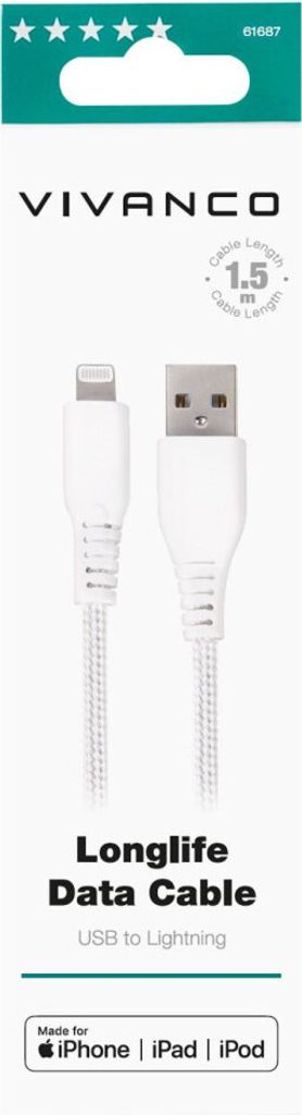 LongLife USB auf Lightning Kabel, 1,5m, weiß (61687)