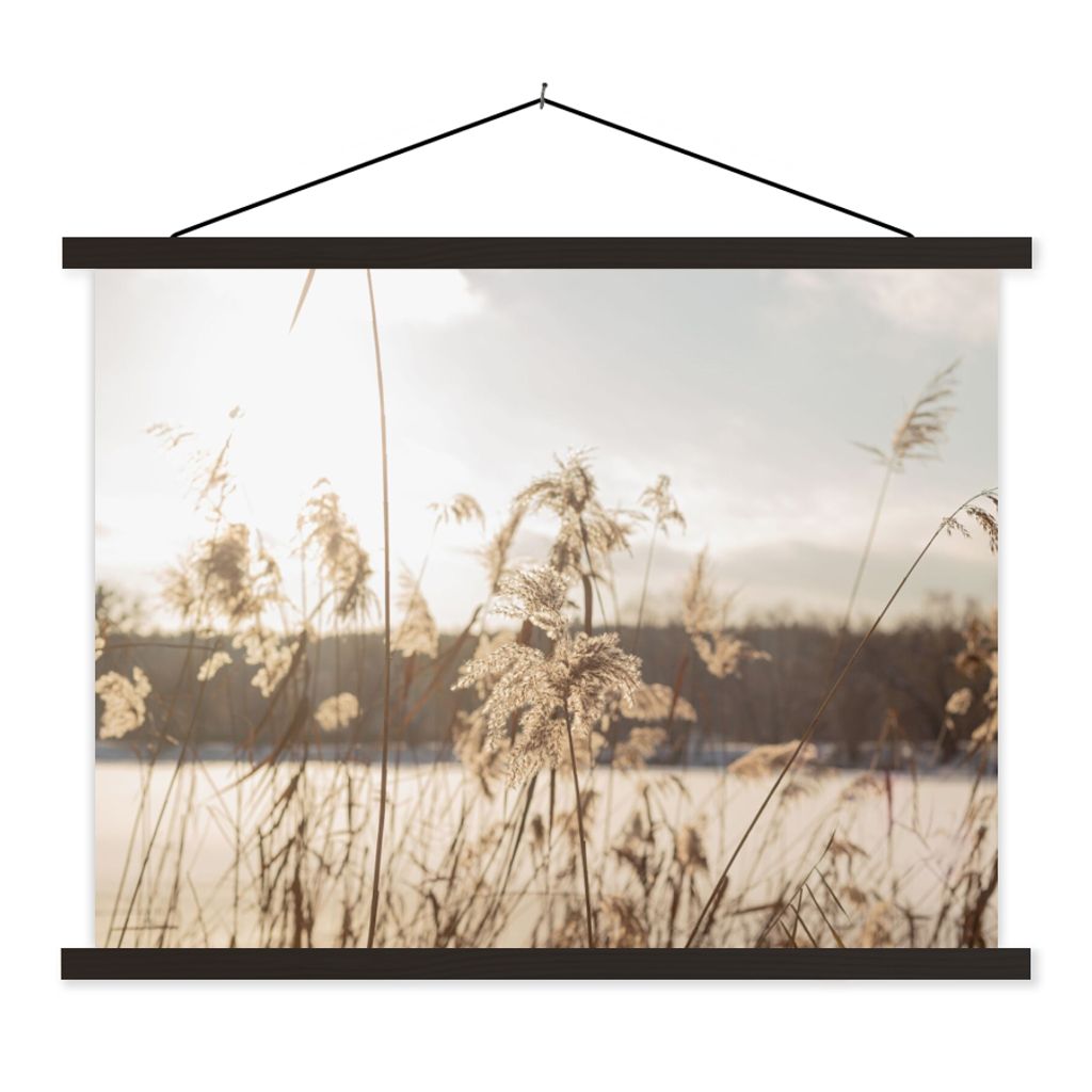 MuchoWow Textilposter Wasser - Pampasgras - Pflanzen 40x30 cm mit schwarzem Rahmen - Dekorationen