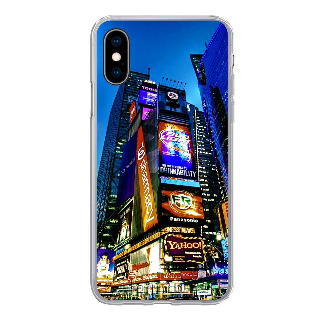 MuchoWow Handyhülle Schutzhülle Hülle für iPhone X New York - Nacht - USA Silikon Softcase Handy Hülle - Handyhülle