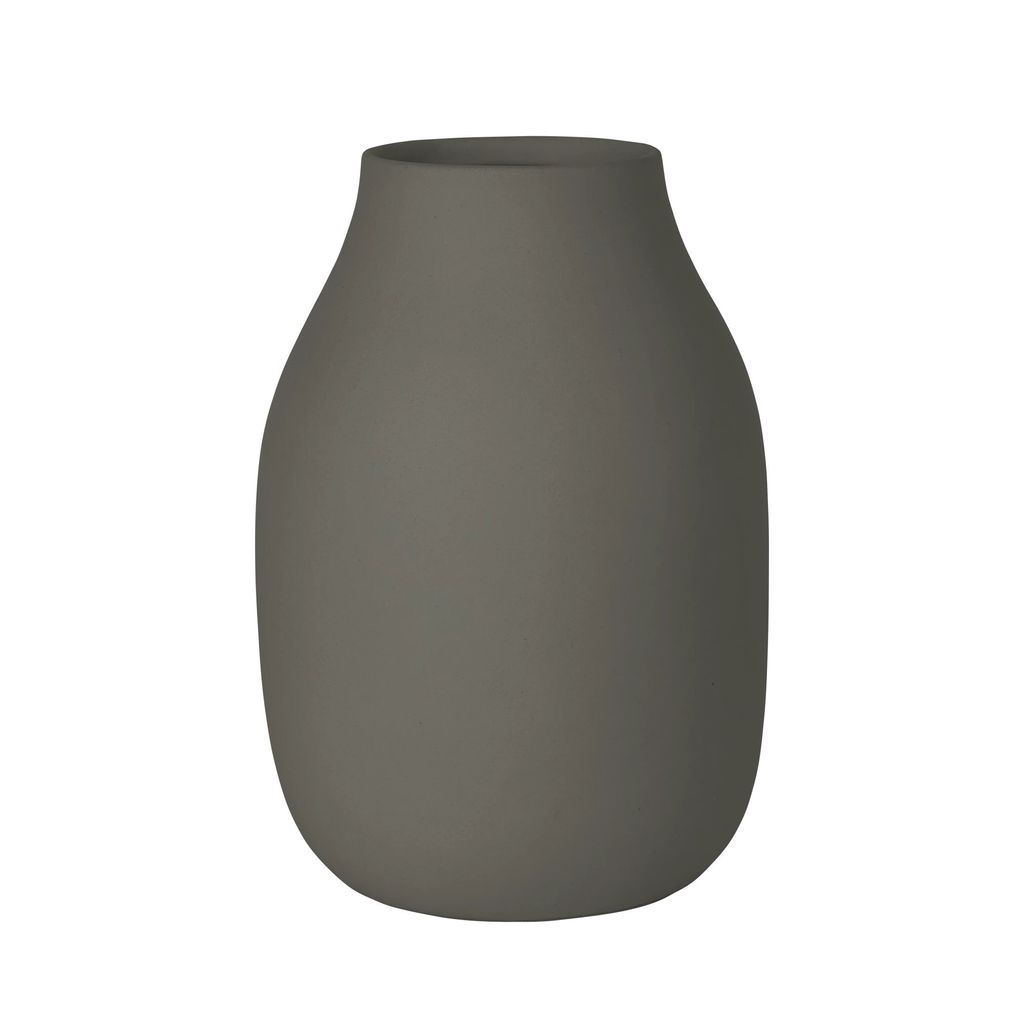Blomus Vase Colora L, Dekovase, Blumenvase, Keramik, Steel Gray, 20 cm, 66208