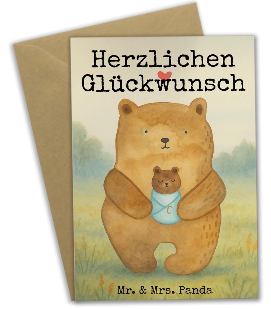 Mr. & Mrs. Panda Grußkarte Bär Baby Design - Weiß - Geschenk, Eltern, Geburtstag, hochzeitskarten, Enkel, Beileidskarte, osterkarten, Neffe, Ted...