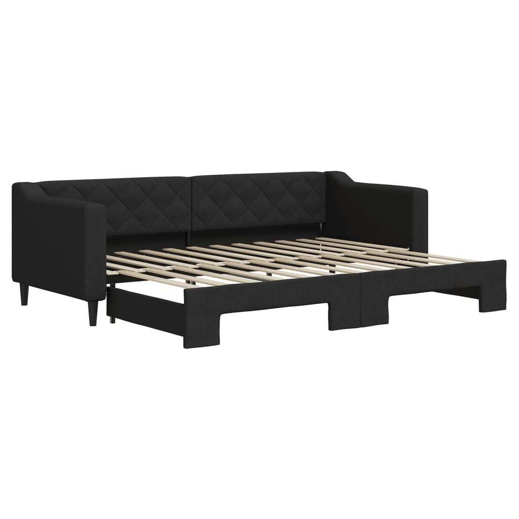 vidaXL Tagesbett Ausziehbar Schwarz 80x200 cm Stoff