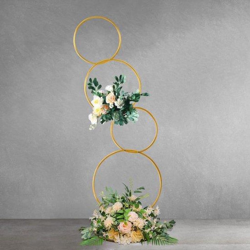 Metallischer Blumentisch 16 m Gold - 4-lagiges Mittelstück - Hochzeitsveranstaltung, Verlobung, Feierdekor
