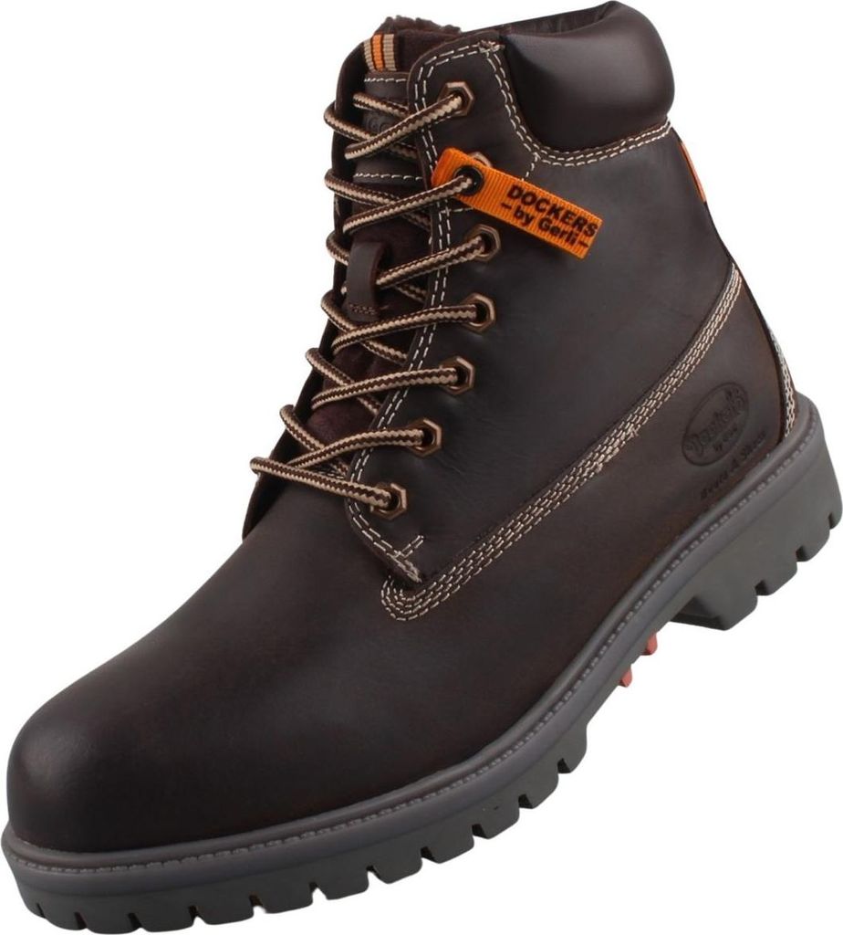 Dockers by Gerli Herren Leder Stiefel gefüttert Dunkelbraun
