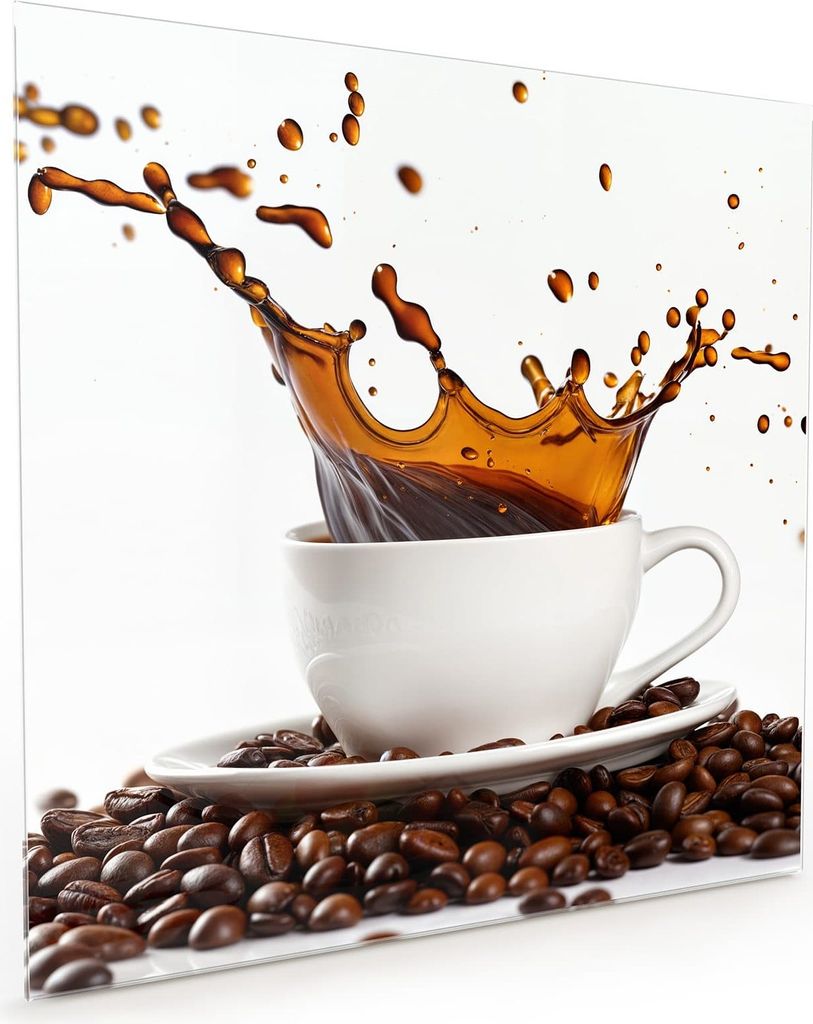 Küchenrückwand Spritzschutz Glas mit Motiv Kaffeespritzer 40 x 40 cm