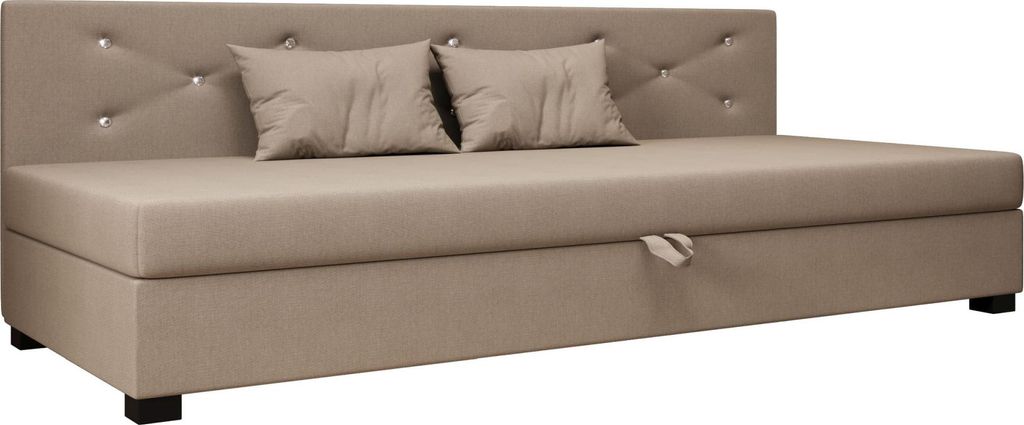 AURA SOFA Boxspringbett OLET BIZ 120x195 Komplett-Set mit Bonell Matratze, Polsterbett mit Bettkästen - Bronze, SAWANA 24