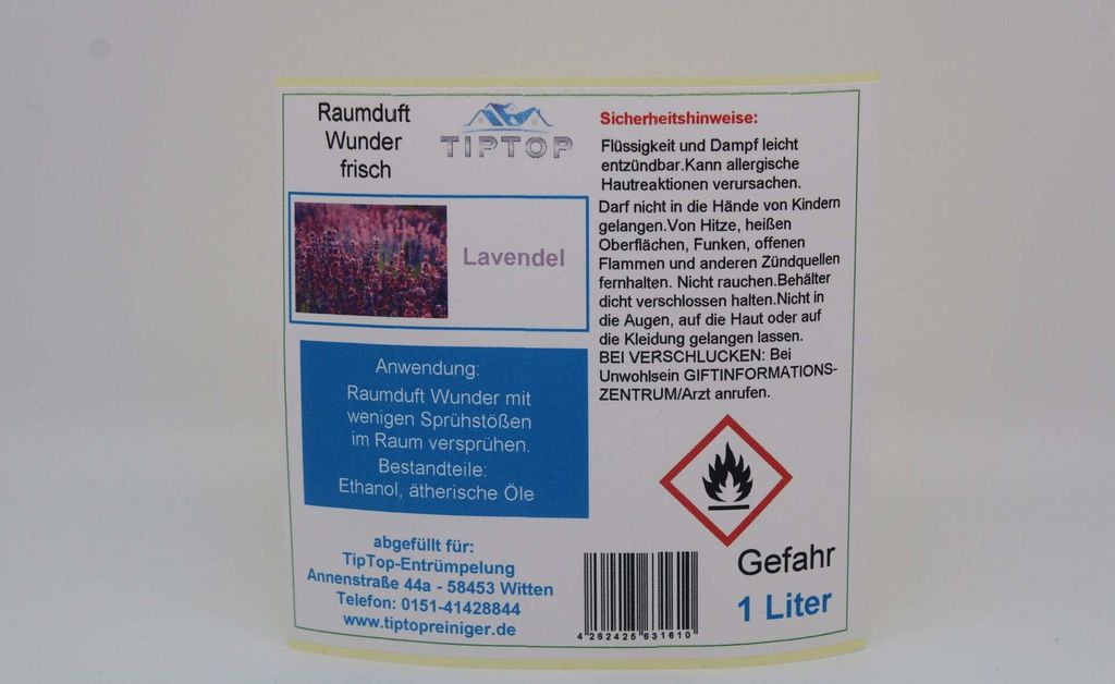 Raumduft-Wunder - 1 Liter - frisch - Duftnoten zur Auswahl – Lavendel