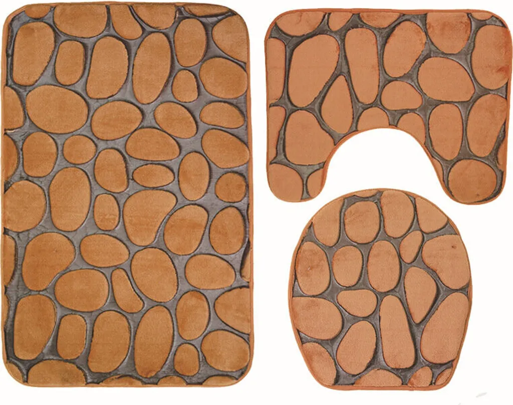 Set Bagno 3 Pezzi Pietra 3D - Tappeti Antiscivolo in Offerta