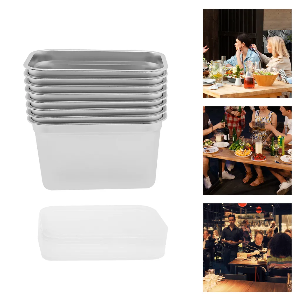 Casseroles d'Hôtel Inox Haute Résistance avec Couvercle - Lot de 8 PCS