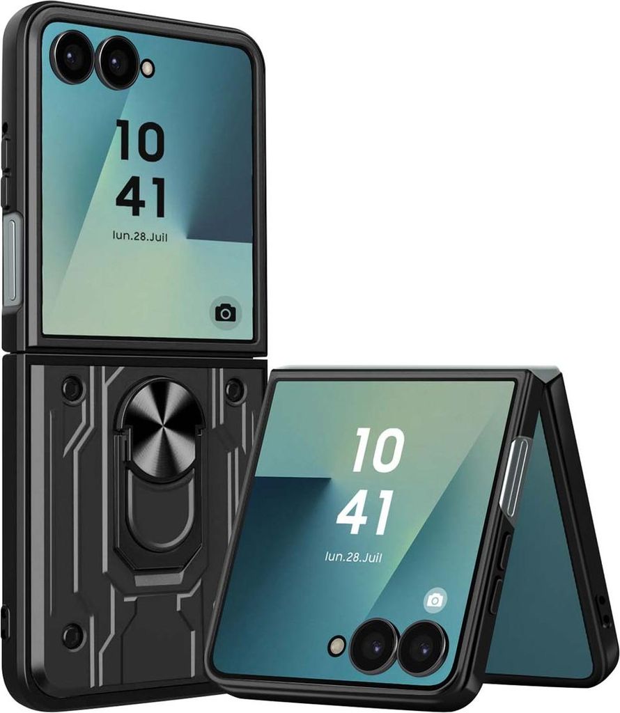 Avizar, Stoßfeste Hülle Galaxy Z Flip7 mit magnetischem Ringhalter, Schwarz