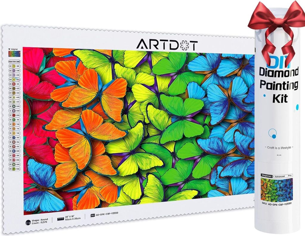 ARTDOT Diamant-Malset Bild 25 x 50 cm Bunte Schmetterlinge Produktbild 