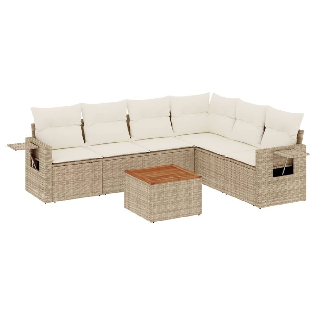 "im Sonderangebot" 7-tlg. Garten-Sofagarnitur - Balkonmöbel/Loungeset - elegantes Design - mit Kissen Beige Poly Rattan - Gartensofas DEMöbel396213