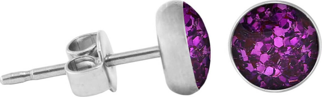 925 Sterling Silber Ohrstecker Glitterline in verschiedenen Farben und Größen Farbe - Dunkellila Größe - 10 mm