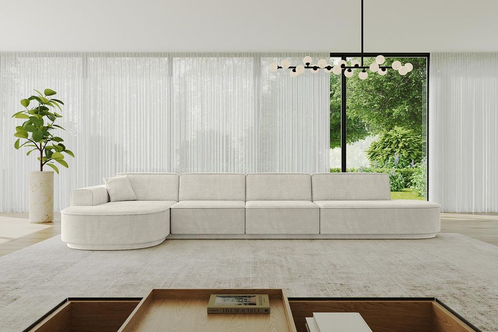 ALTDECOR Ecksofa in L-Form MARI-L3-v3 - 413x171x83 cm Cremeweiß - Corner Sofa Bett Eckcouch Couch Wohnlandschaft Cauchsofa