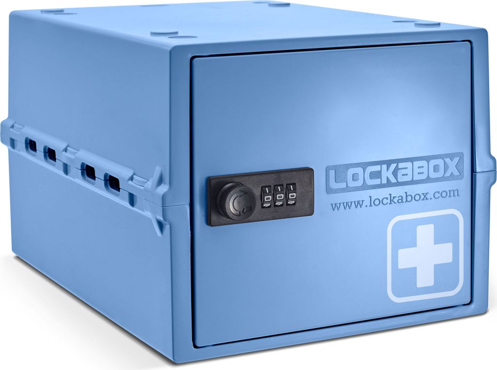 Lockabox One Abschließbarer Medikamentenschrank - Aufbewahrungsbox mit Zahlenschloss - Blau
