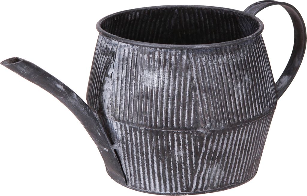 Dekorative Metallkanne im Vintage-Stil mit Rillenstruktur Produktbild 