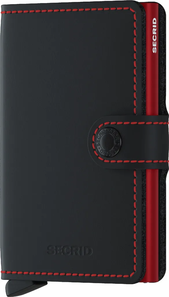Portefeuille de Poche Miniwallet Matte Noir et Rouge pour le Voyage