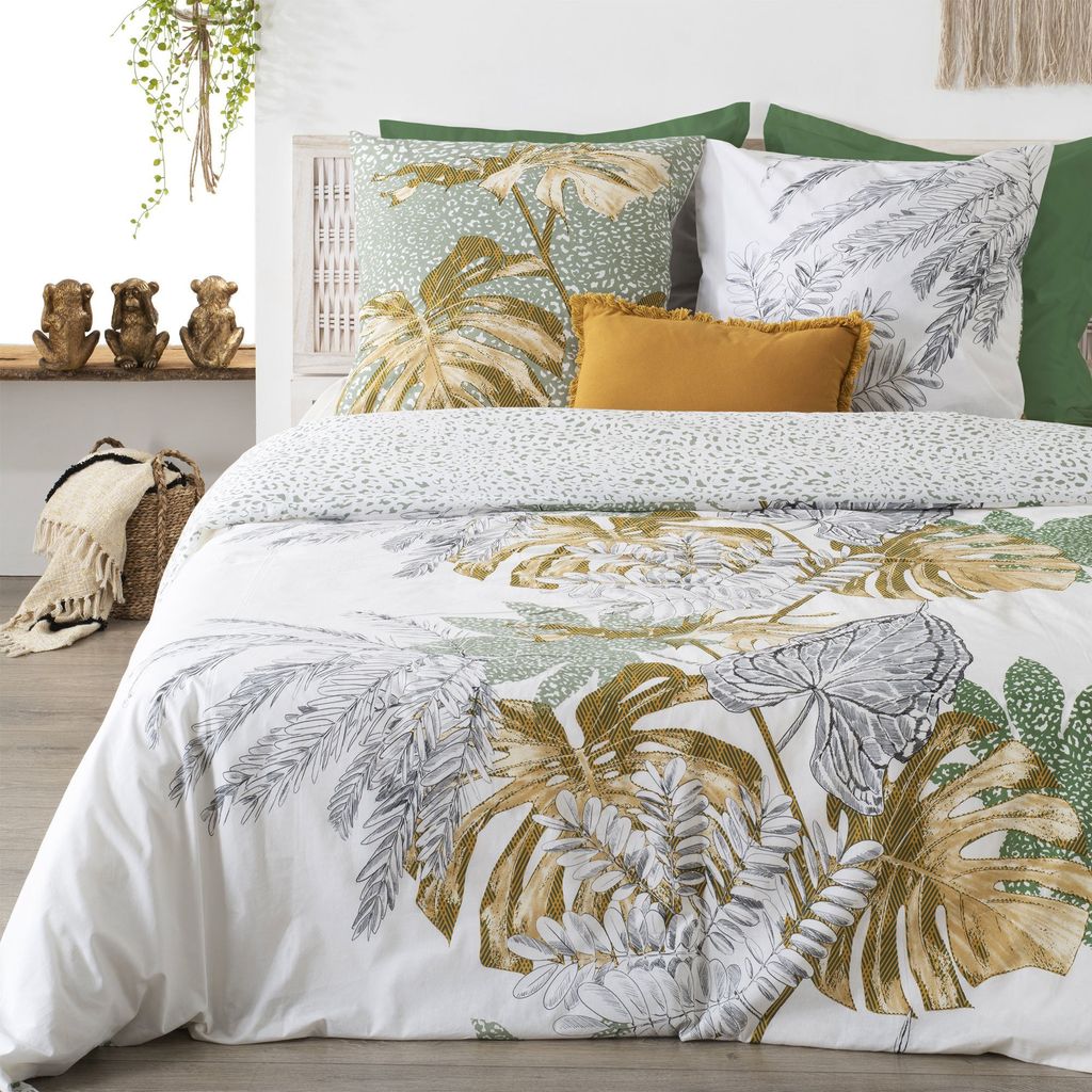 KOMPLET POŚCIELI z nadrukiem Monstera 220x240 cm BAWEŁNIANA Zdjęcie produktu 