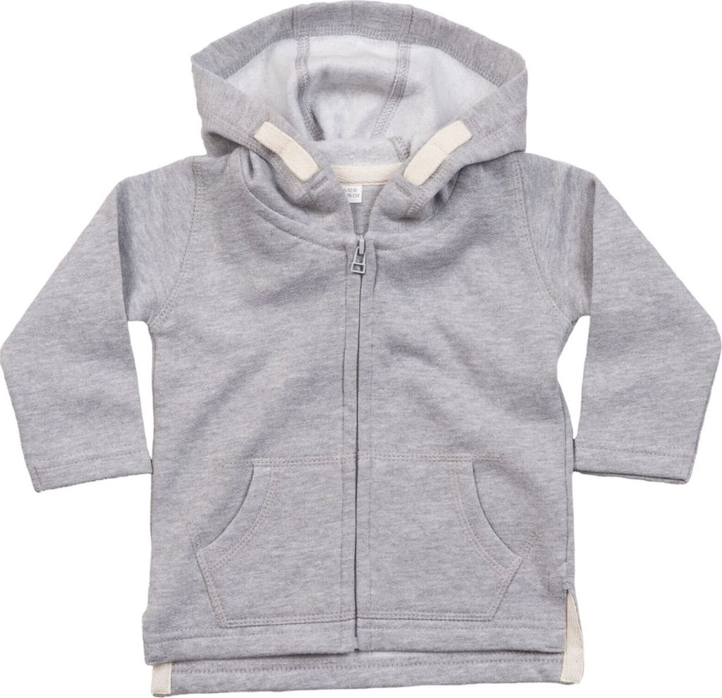 Babybugz - Hoodie mit durchgehendem Reißverschluss für Baby BC5581 (92) (Grau meliert meliert)
