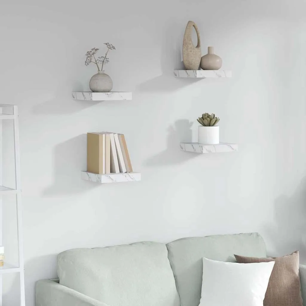 Mensole a Scomparsa 4 pz Marmo Bianco 23x23,5 | Maison Exclusive