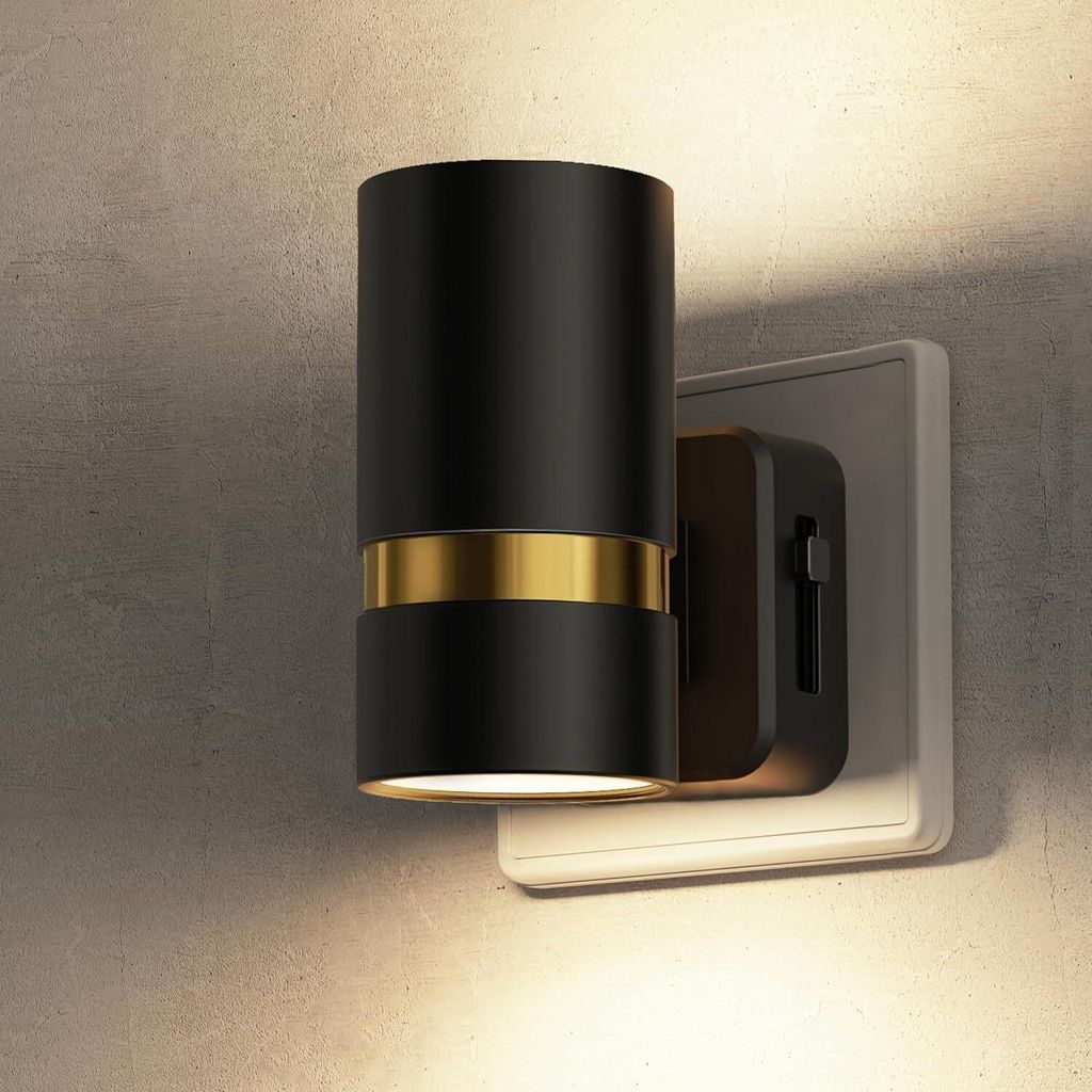 2er-Set Stecknachtlicht Zylinder Schwarz Kupfer LED 3000K Produktbild 