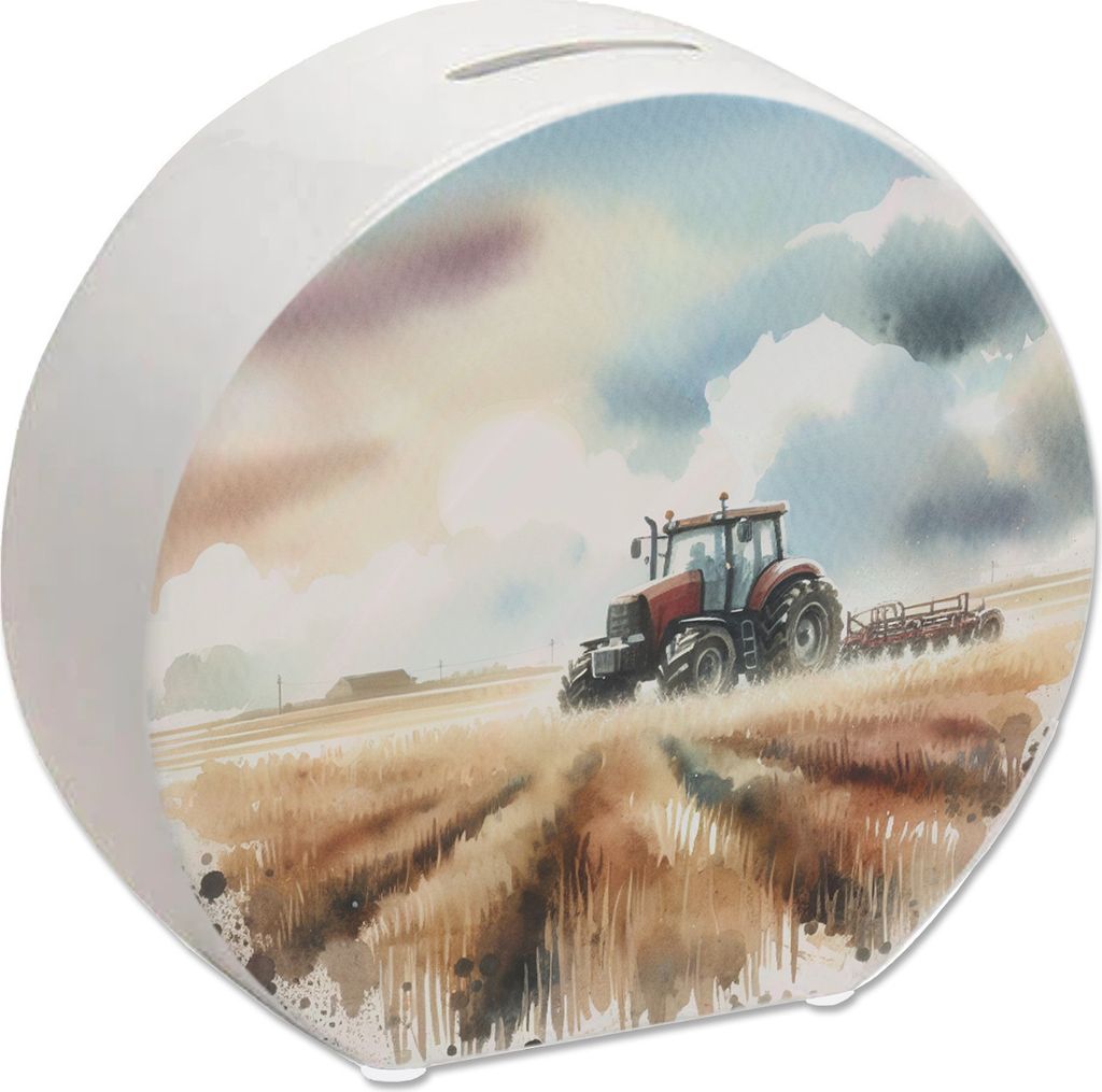 Traktor auf dem Feld Spardose