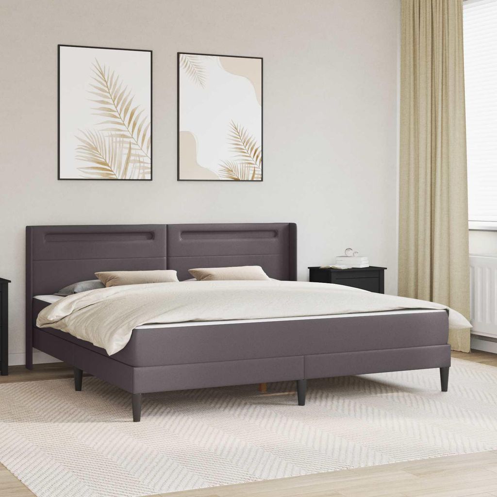 Maison Exclusive - Bettgestell mit Matratze Grau 200 x 200 cm Kunstleder