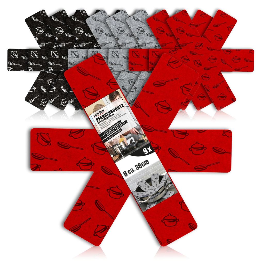COM-FOUR® 9x Pfannenschutz Ø 38 cm aus Filz - Stapelschutz Produktbild 