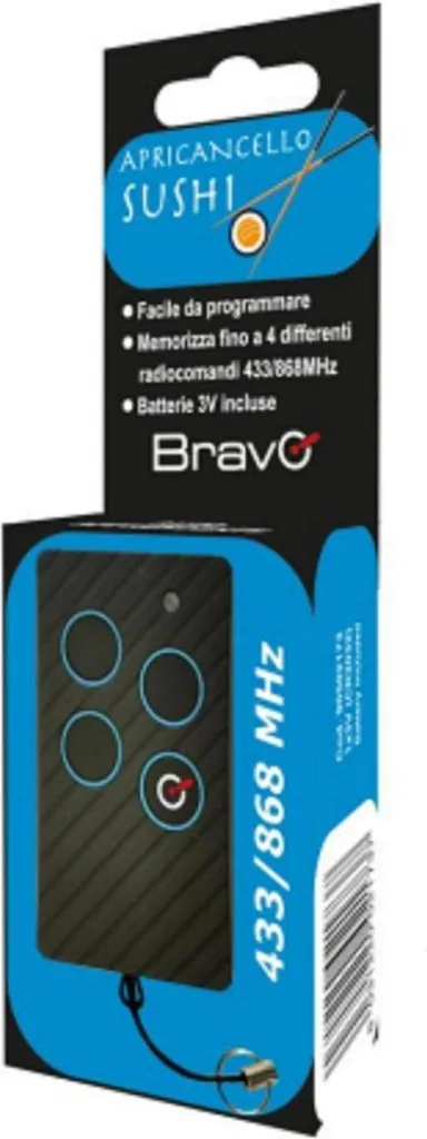 Bravo Télécommande Sushi Noir Auto-apprentissage 4 Banques 433 868 MHz
