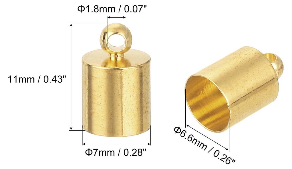 50 Stš¹ck Lederkordel Endkappen, 7mm OD S?ulenfassungen fš¹r DIY Herstellung Lederarmb?ndern Quasten, Hellgolden