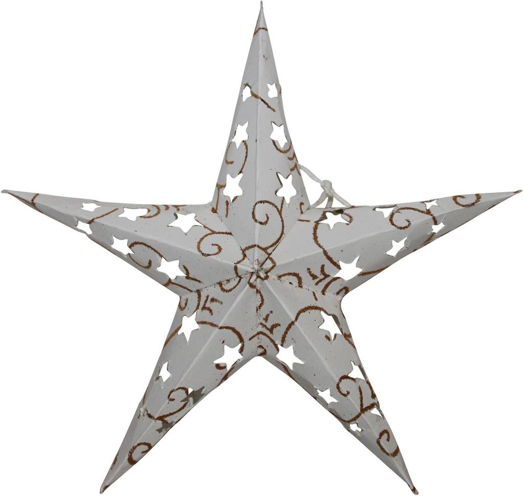 Papierstern - Weihnachtsstern - 5zackig - weiß-gold gemustert - 20 cm