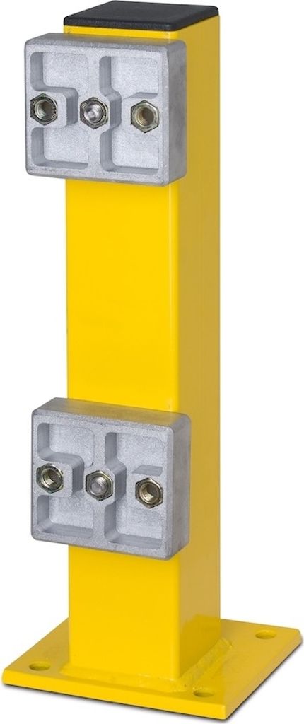PROREGAL Standpfosten für Rammschutz-Planke | HxBxT 46,5x16x14cm | Kunststoffbeschichteter Stahl | Gelb