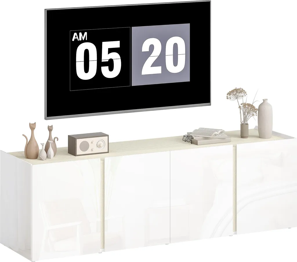 HOMCOM-Contenitore-televisore-135L x 38L x 45H cm-bianco lucido