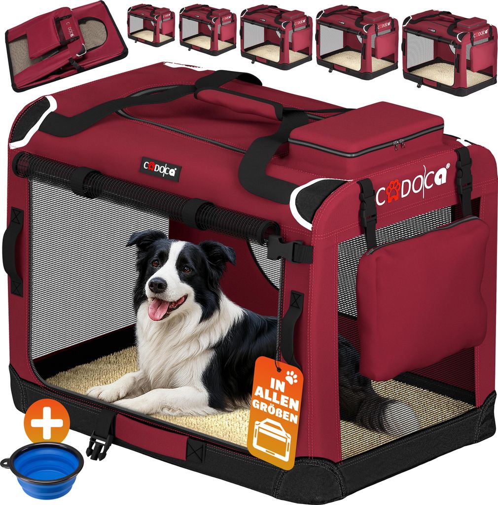 CADOCA® Cage de transport XL Rouge pour animaux chien chat Image du produit 